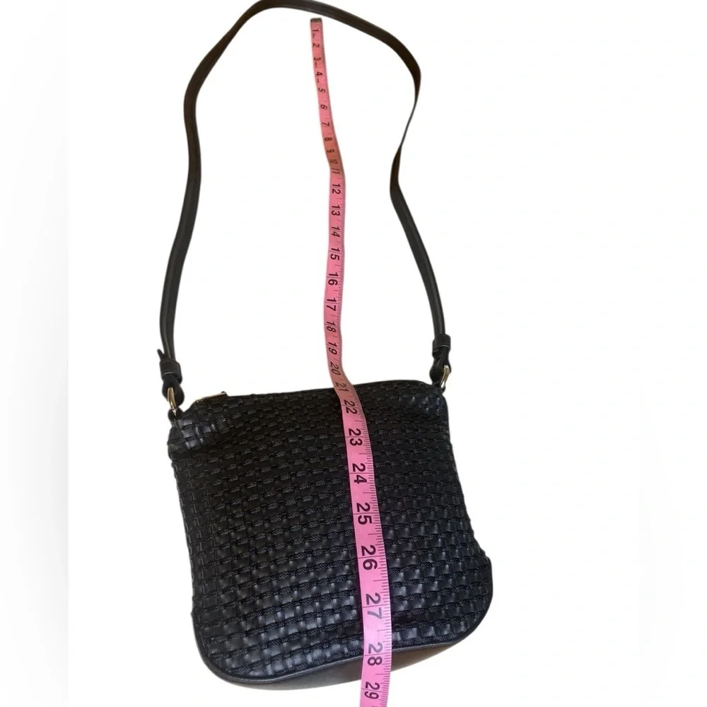 The Sak Elliot Lucca Black Vegan Woven Crossbody Top Zip Card Holder